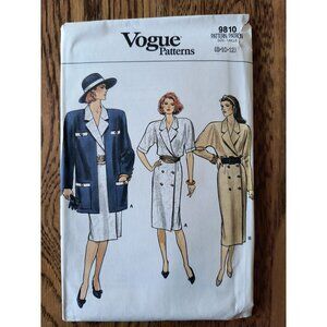 Vogue 9810 Patterns Uncut Misses Jacket & Dress Sewing Pattern Sizes 8-12 1980s